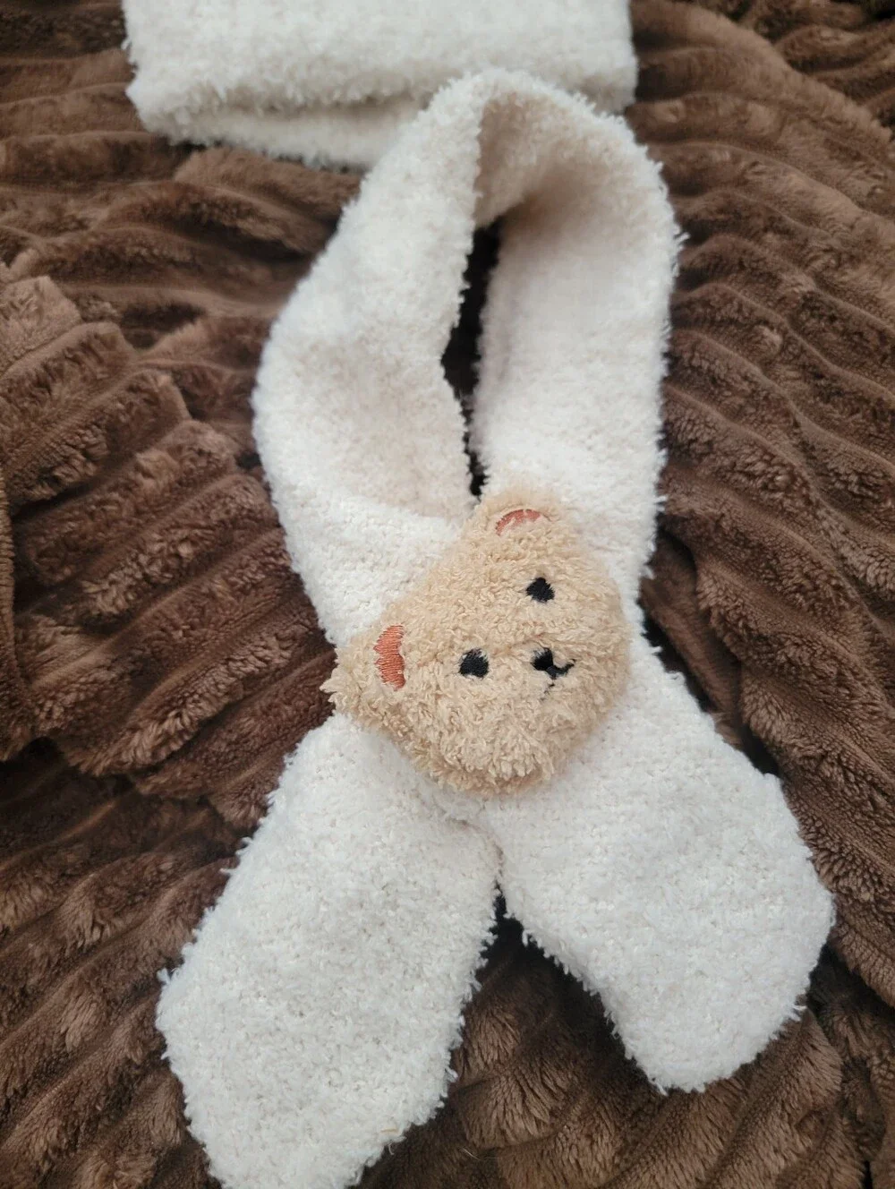 Plush Bear Hat & Scarf Set for Dogs - White -